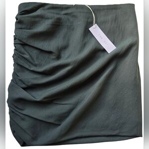 The Sei From Revolve Ruched Asymmetrical Mini Skirt Size 8 Green